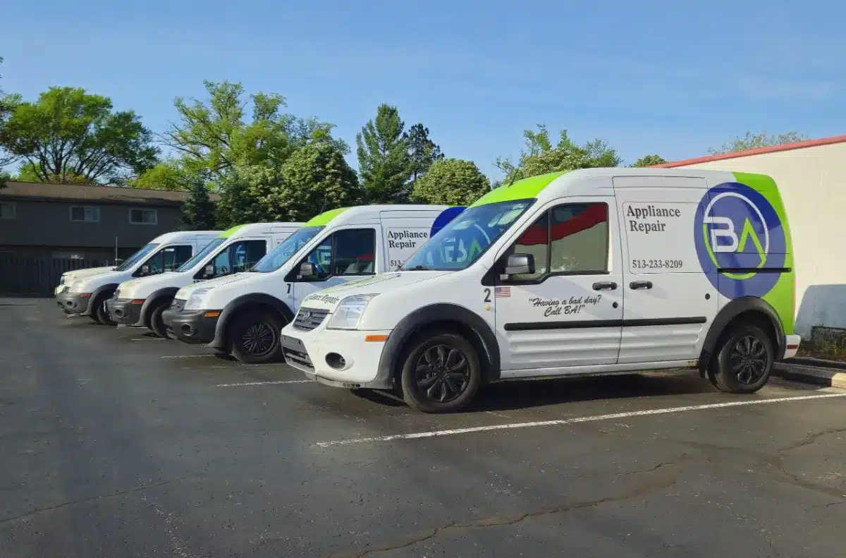 BA Appliance Repair van fleet in Cincinnati